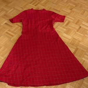 Hugo Elegant Red Checkered Dress NWOT